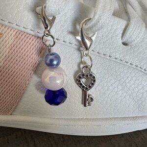 Beaded Charm with Heart Key Charm - NWOT